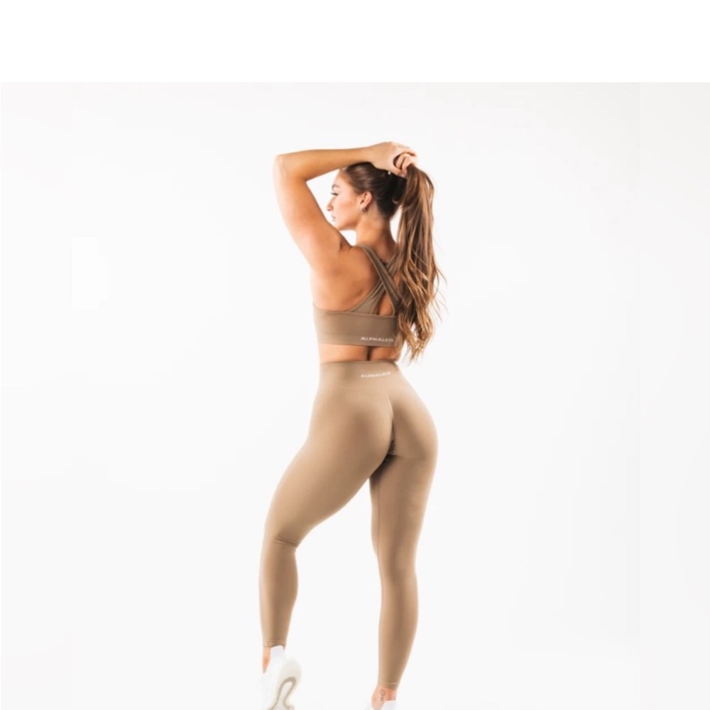 ALPHALETE Amplify Leggings Tan Ruched Butt